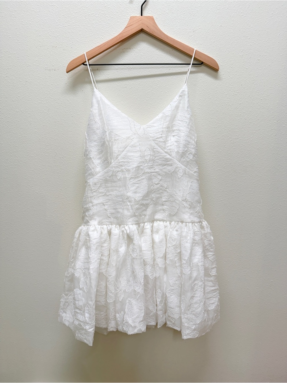 Caroline Constas White Floral Jacquard Drop Waist Mini Dress Size Small